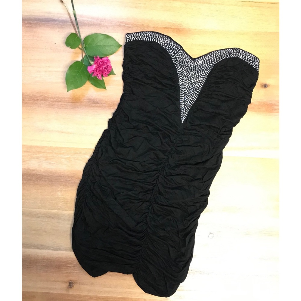 Strapless black bodycon dress Sz Sm
